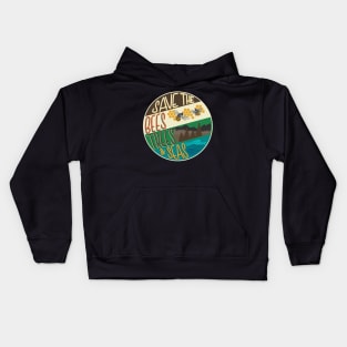 Save The Bees, Trees & Seas | Round Retro Image Kids Hoodie